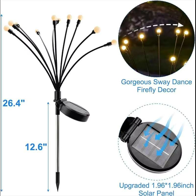Enchanted Glow Solar Firefly Garden Light  Waterproof LED Solar Firefly Lights 5