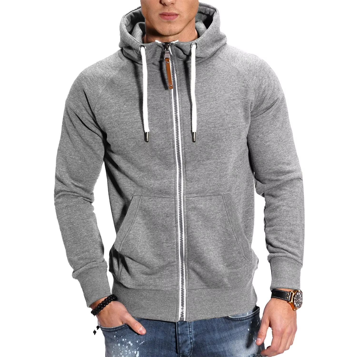 Mens High Neck Zipper Hoodie Long Sleeve Pullover Sweatshirt Jacket 12