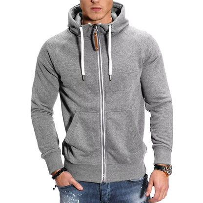Mens High Neck Zipper Hoodie Long Sleeve Pullover Sweatshirt Jacket 12