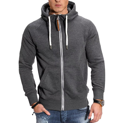 Mens High Neck Zipper Hoodie Long Sleeve Pullover Sweatshirt Jacket 13