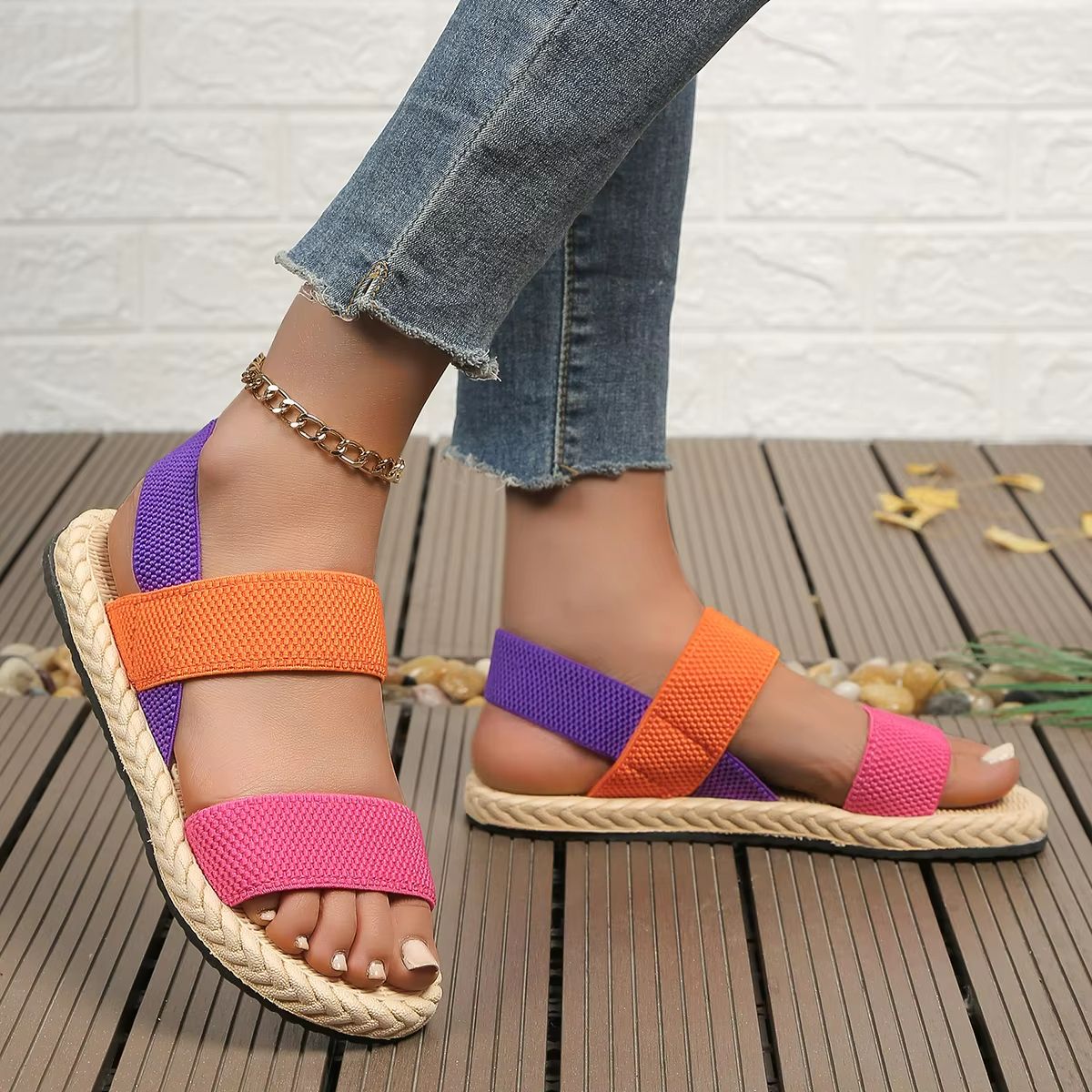 Chic Comfort Womens Elastic Flat Sandals  AntiSlip Stylish  AllDay Wear 1