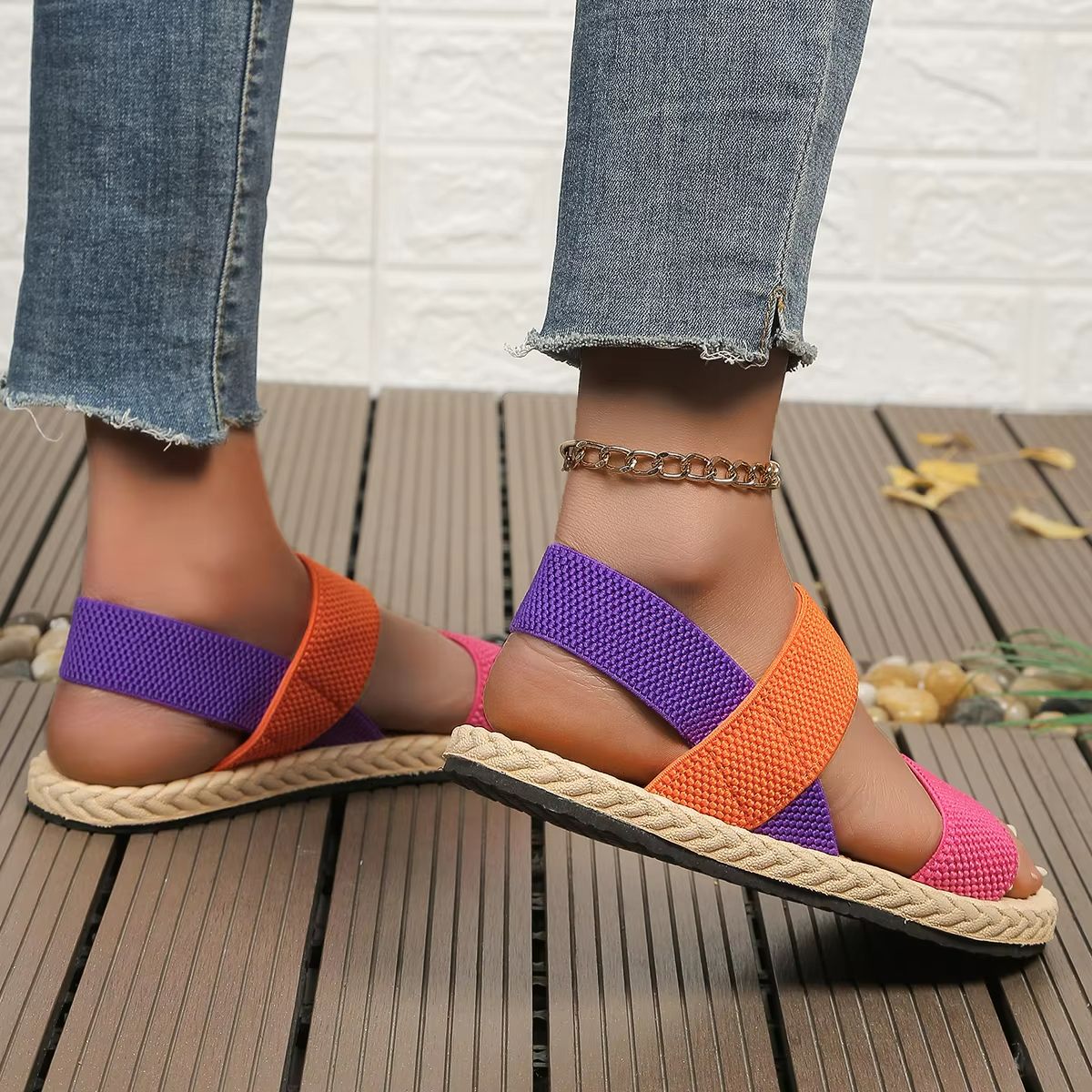 Chic Comfort Womens Elastic Flat Sandals  AntiSlip Stylish  AllDay Wear 4