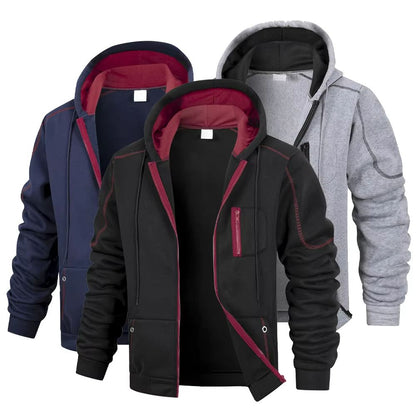 Mens Casual Zipper Hoodie Jacket – Slim Fit, Lightweight Sportswear for Everyday Comfort