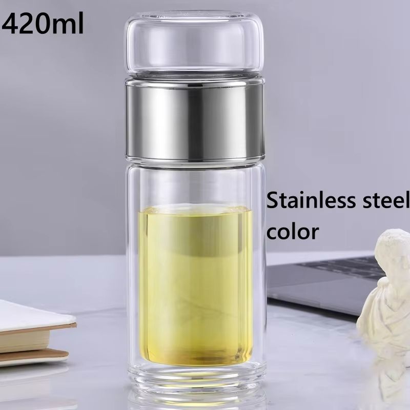 Elegant 420 Ml DoubleLayer Borosilicate Tea Infuser Tumbler 9