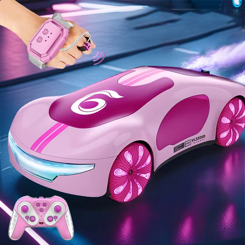 Pink MotionMaster Gesture Sensing RC Stunt Car – Remote Control Stunt Toy for Girls