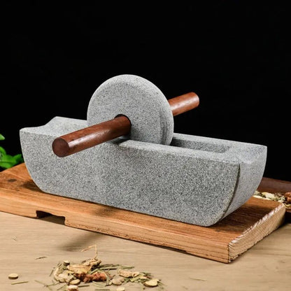 Traditional Mill Grinder Set With Roller And Tray For Spice Grinding 2