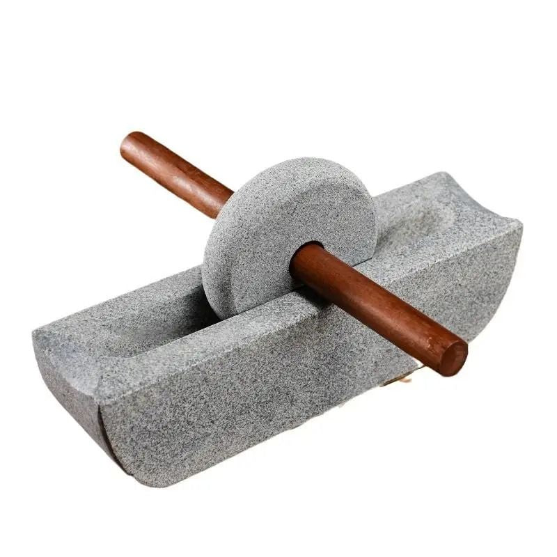 Traditional Mill Grinder Set With Roller And Tray For Spice Grinding 5