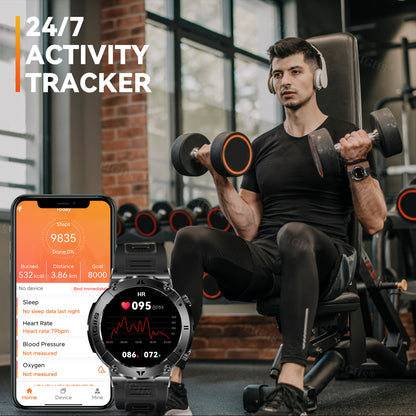 Smart Watch Men TFT Screen Bluetooth Call, Blood Pressure, Fitness Health Tracker, Custom Dial Waterproof Smartwatch