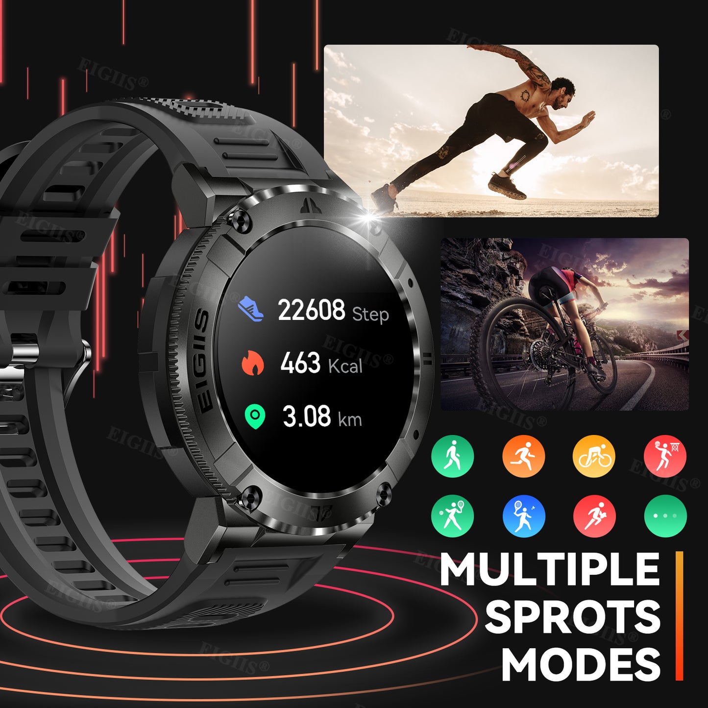 Smart Watch Men TFT Screen Bluetooth Call, Blood Pressure, Fitness Health Tracker, Custom Dial Waterproof Smartwatch