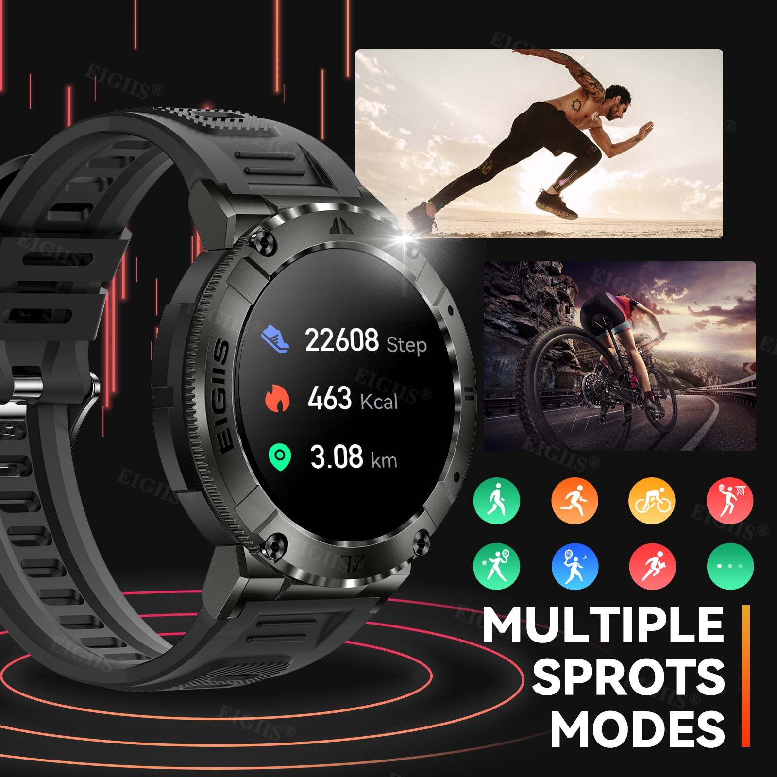 Smart Watch Men TFT Screen Bluetooth Call, Blood Pressure, Fitness Health Tracker, Custom Dial Waterproof Smartwatch