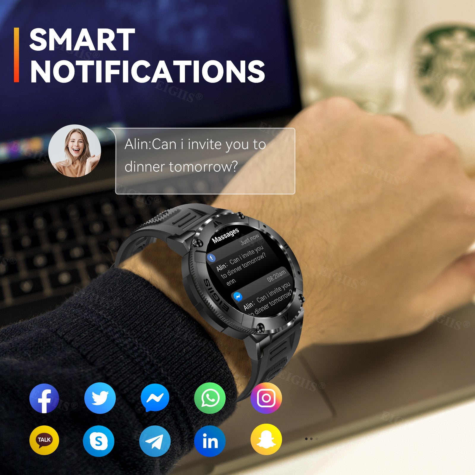 Smart Watch Men TFT Screen Bluetooth Call, Blood Pressure, Fitness Health Tracker, Custom Dial Waterproof Smartwatch