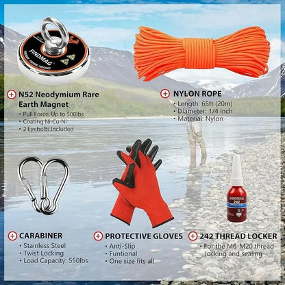 Neodymium Fishing Magnets Kit With Strong Pulling Force For River And Outdoor Retrieval 1