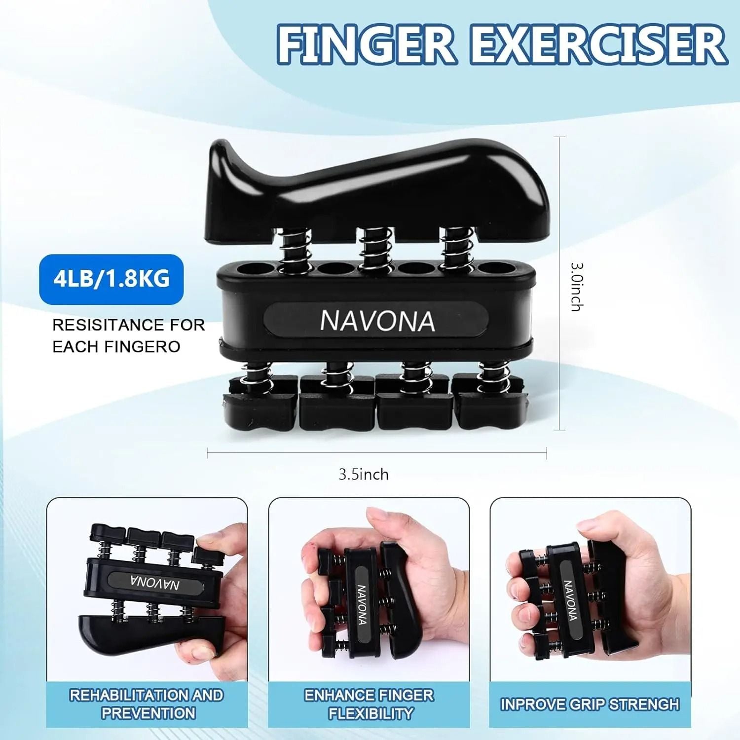Grip Trainer Kit With Adjustable Hand Gripper Finger Exercisers Stress Ball And Forearm Ring 3