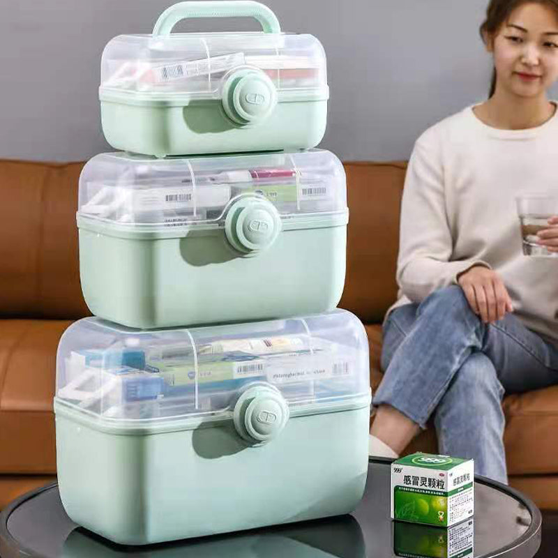 Large Capacity Family Medicine Organizer Box, Portable First Aid Kit & Plastic Medicine Storage Box for Home Organizing
