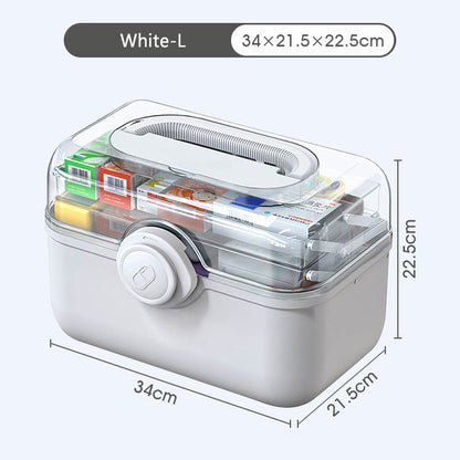 Large Capacity Family Medicine Organizer Box, Portable First Aid Kit & Plastic Medicine Storage Box for Home Organizing