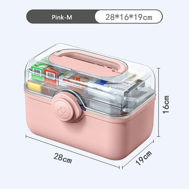 Large Capacity Family Medicine Organizer Box, Portable First Aid Kit & Plastic Medicine Storage Box for Home Organizing