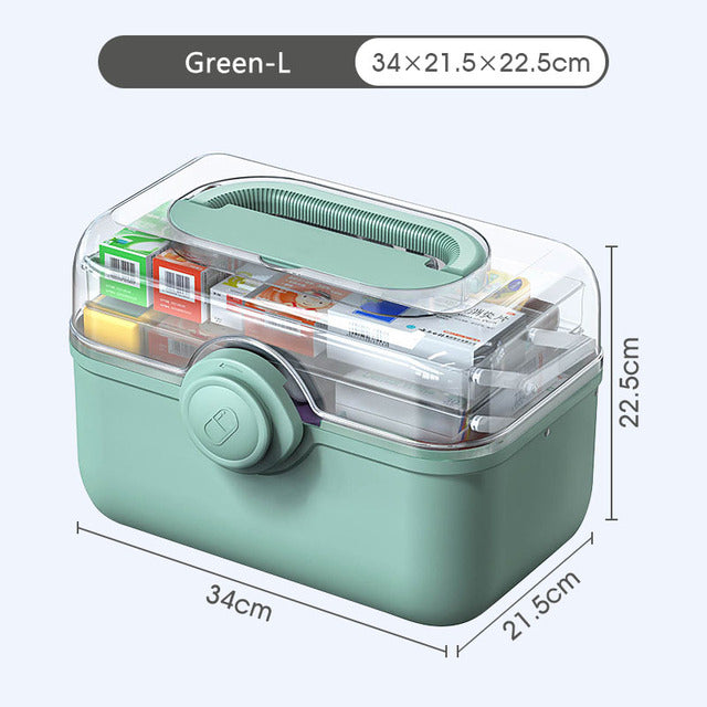Large Capacity Family Medicine Organizer Box, Portable First Aid Kit & Plastic Medicine Storage Box for Home Organizing