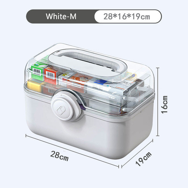 Large Capacity Family Medicine Organizer Box, Portable First Aid Kit & Plastic Medicine Storage Box for Home Organizing