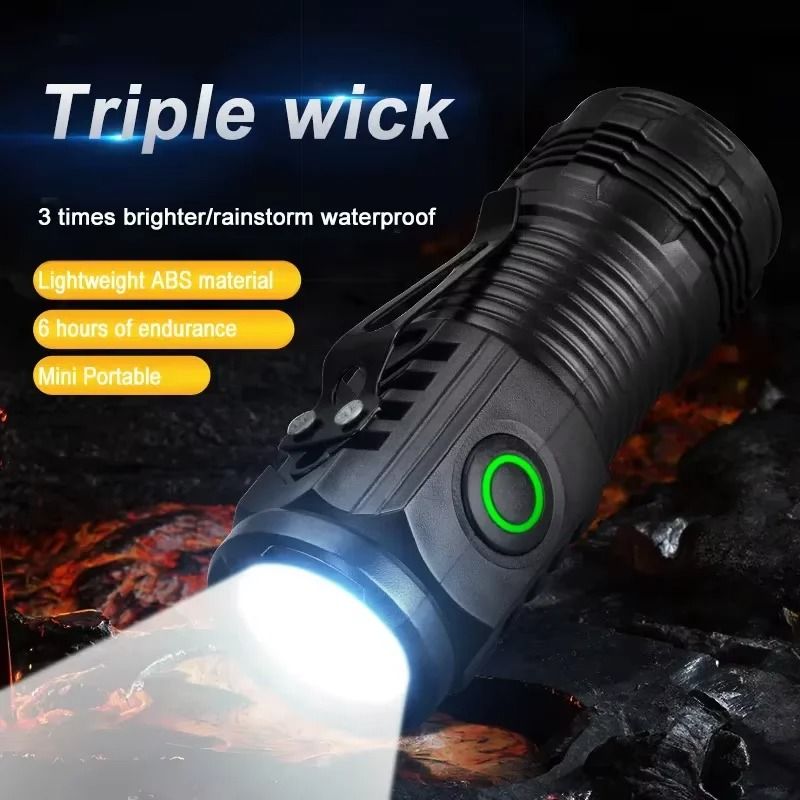 Portable Mini LED Flashlight With USB Rechargeable Battery And Pen Clip 1
