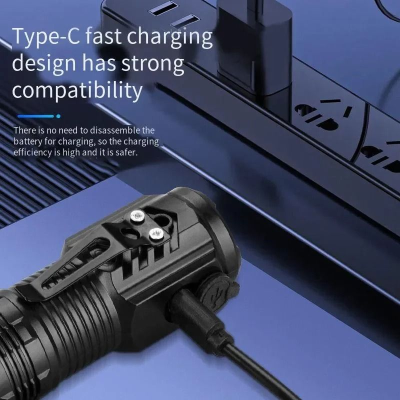 Portable Mini LED Flashlight With USB Rechargeable Battery And Pen Clip 3