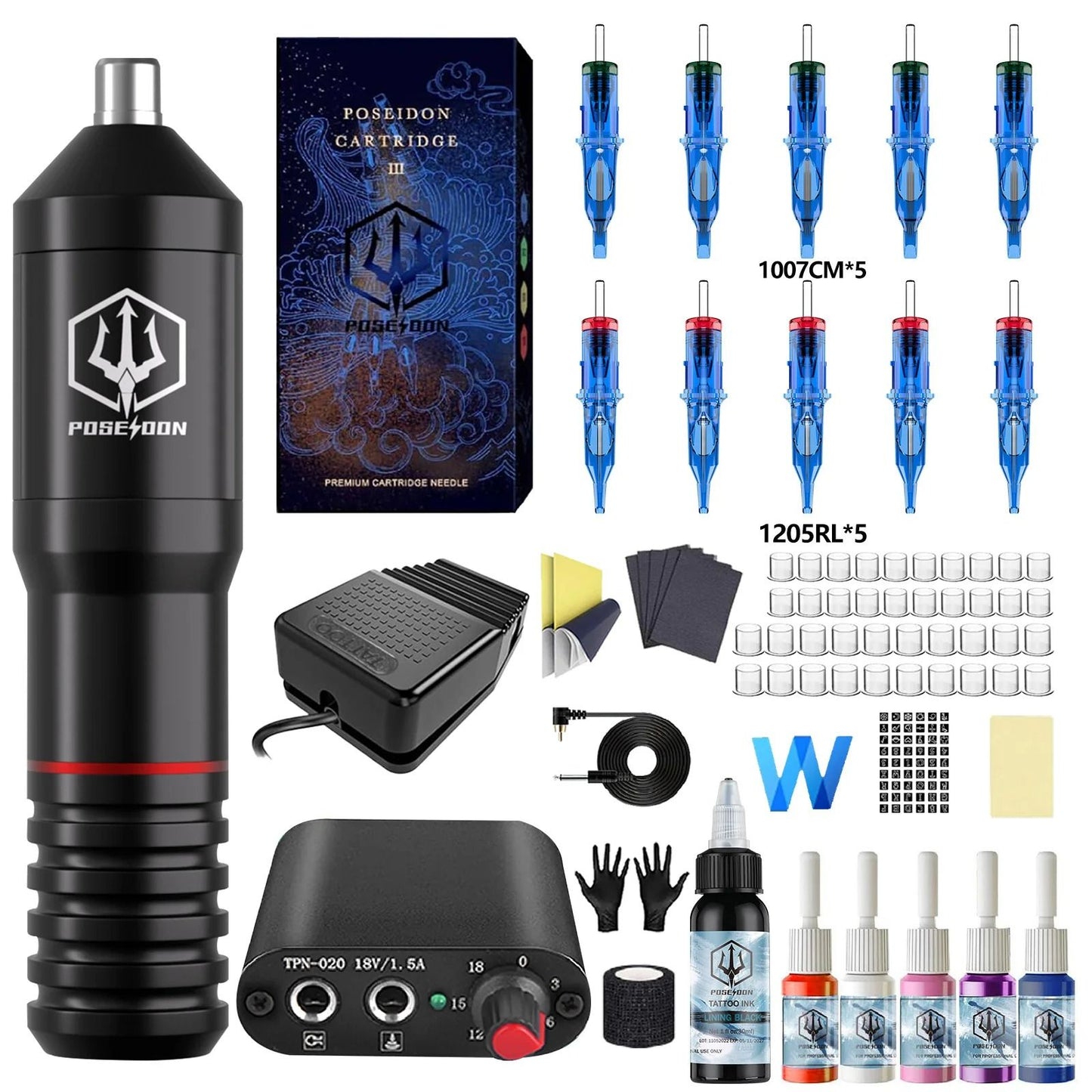 Professional High Power Tattoo Pen Kit With Power Supply And Accessories 6