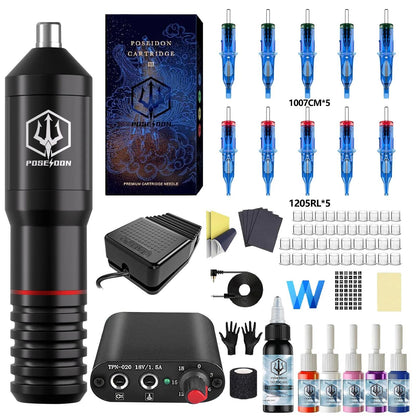 Professional High Power Tattoo Pen Kit With Power Supply And Accessories 6