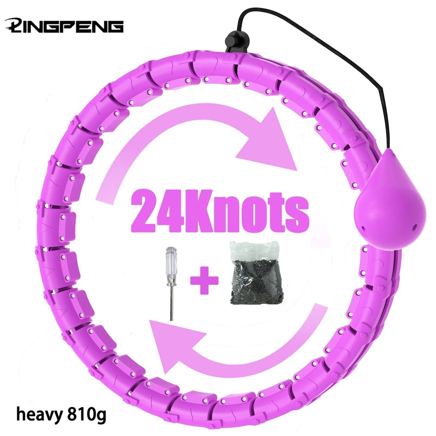 Weighted Fitness Circle Hoop with Adjustable Detachable Knots