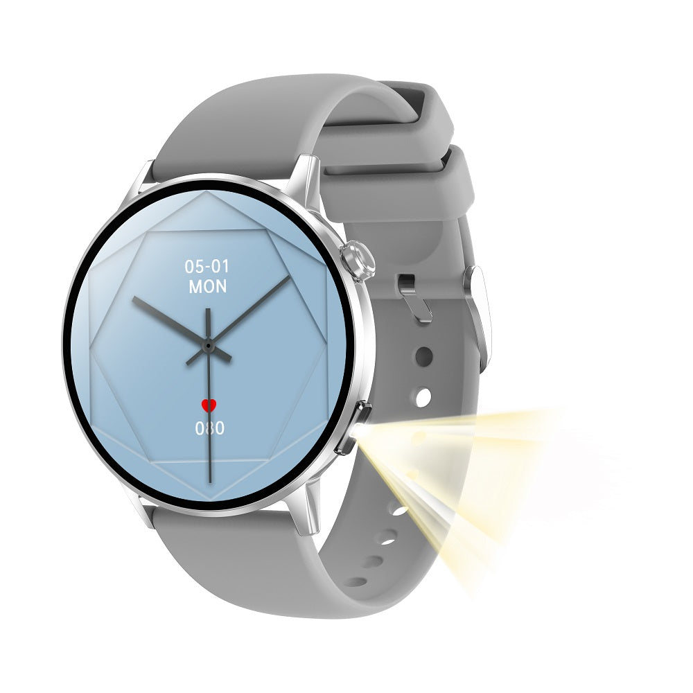 Newest Women AMOLED Screen Bluetooth Call Smart Watch, Heart Rate Monitor, Multifunctional Flashlight, Voice Assistant