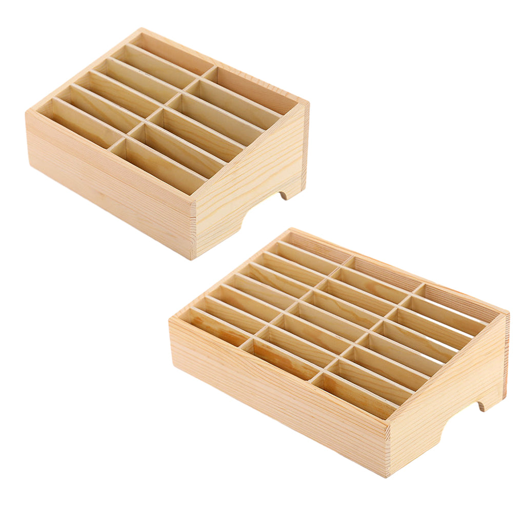 24-Cell Simple Mobile Phone Storage Box, Wooden Multi-Grid Organizer for Office, Classroom Conference Rooms