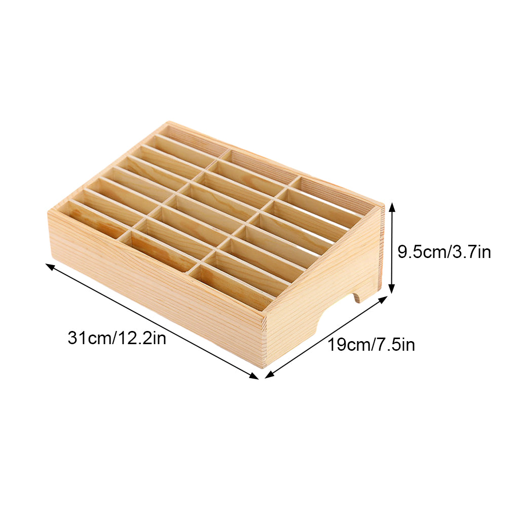 24-Cell Simple Mobile Phone Storage Box, Wooden Multi-Grid Organizer for Office, Classroom Conference Rooms