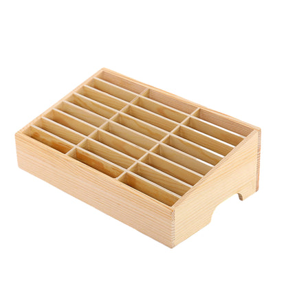 24-Cell Simple Mobile Phone Storage Box, Wooden Multi-Grid Organizer for Office, Classroom Conference Rooms