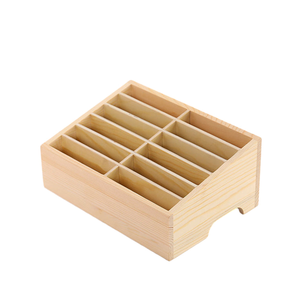 24-Cell Simple Mobile Phone Storage Box, Wooden Multi-Grid Organizer for Office, Classroom Conference Rooms