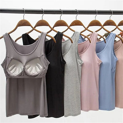 Women Slim Fit Tank Top with Built In Bra