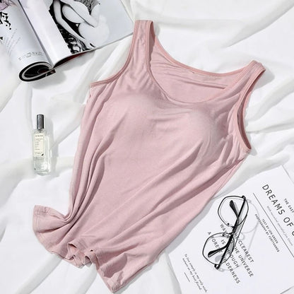 Women Slim Fit Tank Top With Built In Bra 9