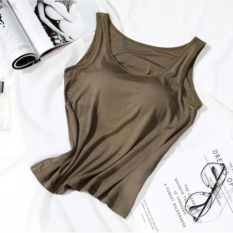 Women Slim Fit Tank Top With Built In Bra 11