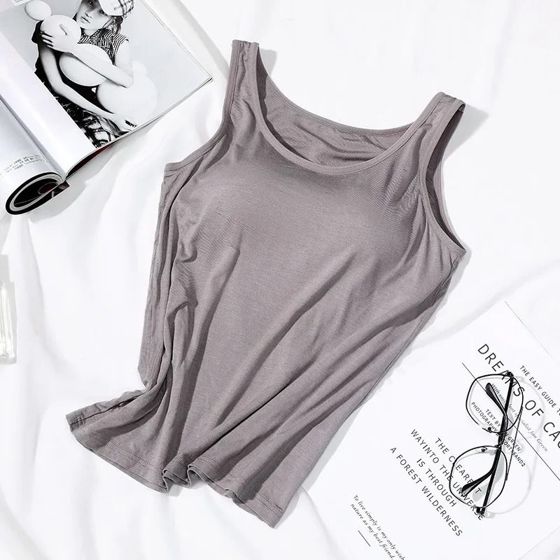 Women Slim Fit Tank Top With Built In Bra 13