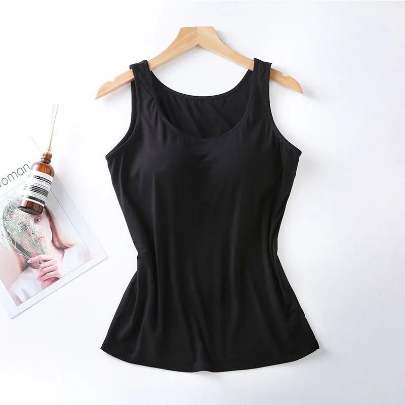 Women Slim Fit Tank Top With Built In Bra 1