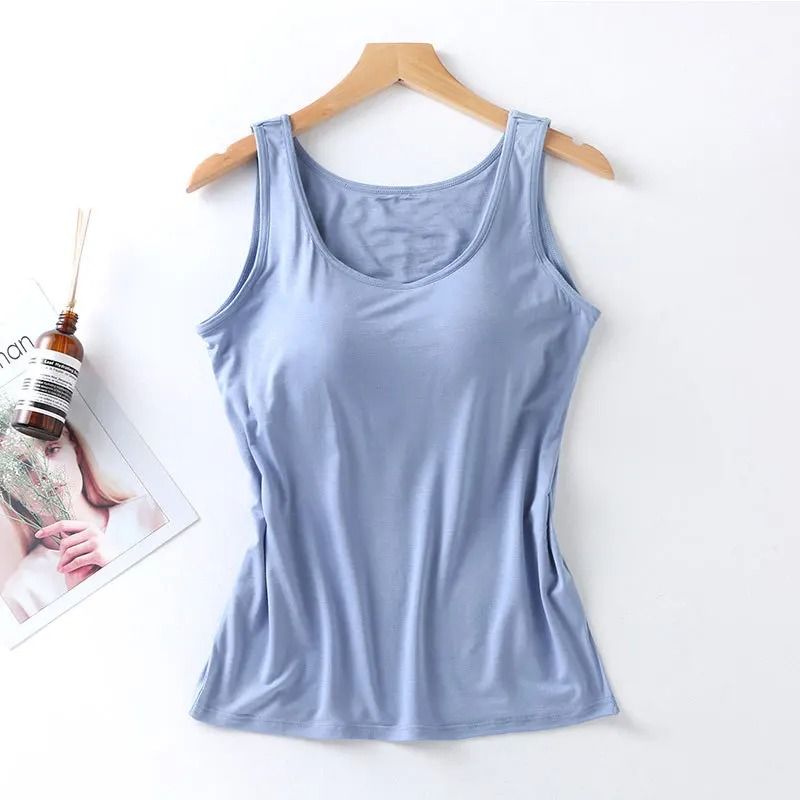 Women Slim Fit Tank Top With Built In Bra 2