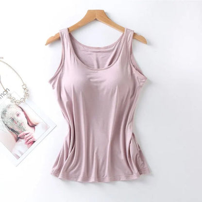 Women Slim Fit Tank Top With Built In Bra 3