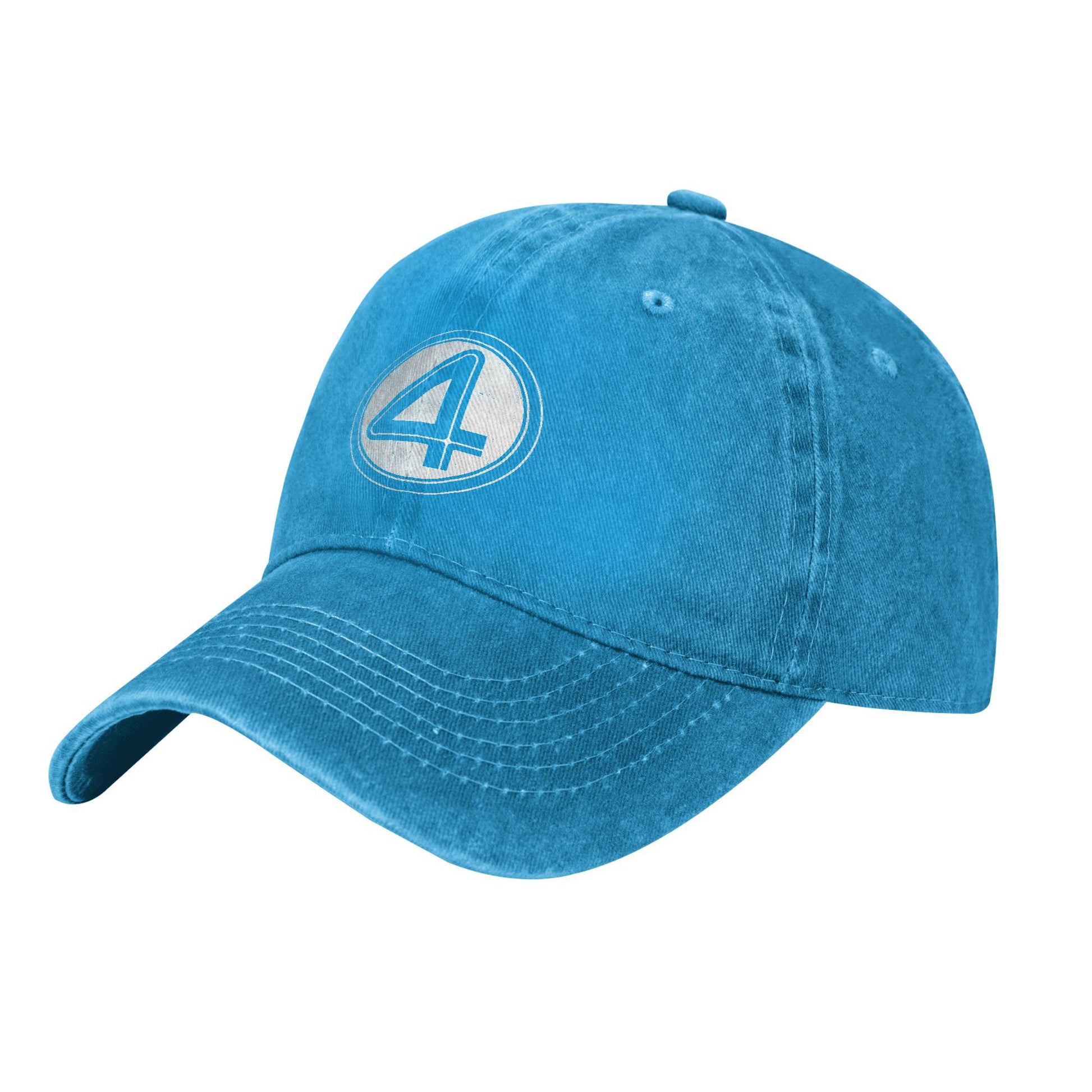 Vintage Fantastic Four 4 Symbol Baseball Cap, Unisex Distressed Denim Washed, Outdoor Adjustable Summer Headwear Hat Cap