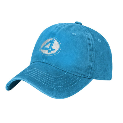 Vintage Fantastic Four 4 Symbol Baseball Cap, Unisex Distressed Denim Washed, Outdoor Adjustable Summer Headwear Hat Cap