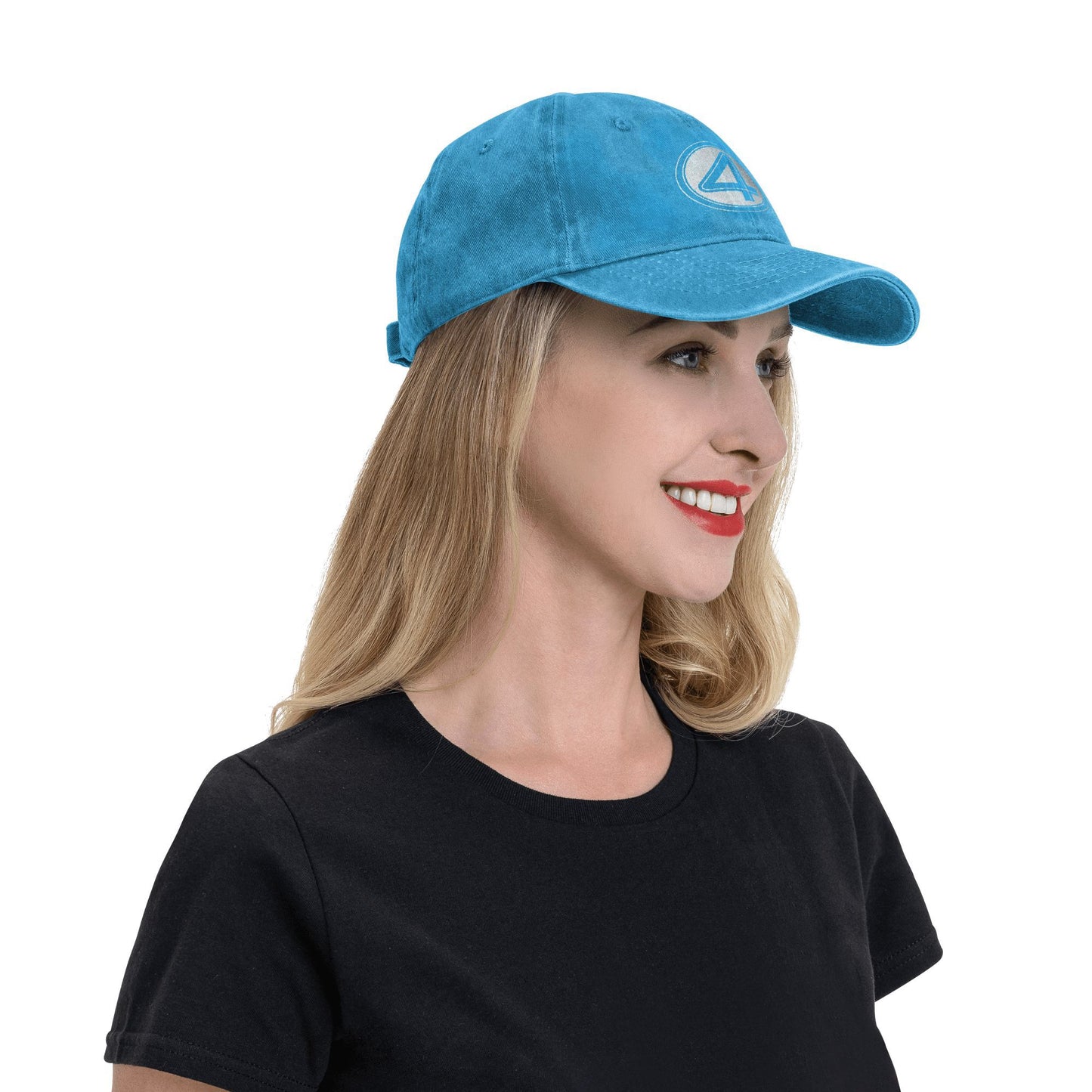 Vintage Fantastic Four 4 Symbol Baseball Cap, Unisex Distressed Denim Washed, Outdoor Adjustable Summer Headwear Hat Cap