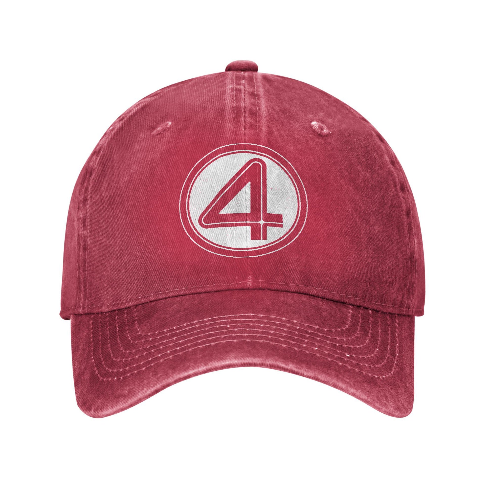 Vintage Fantastic Four 4 Symbol Baseball Cap, Unisex Distressed Denim Washed, Outdoor Adjustable Summer Headwear Hat Cap