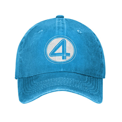 Vintage Fantastic Four 4 Symbol Baseball Cap, Unisex Distressed Denim Washed, Outdoor Adjustable Summer Headwear Hat Cap