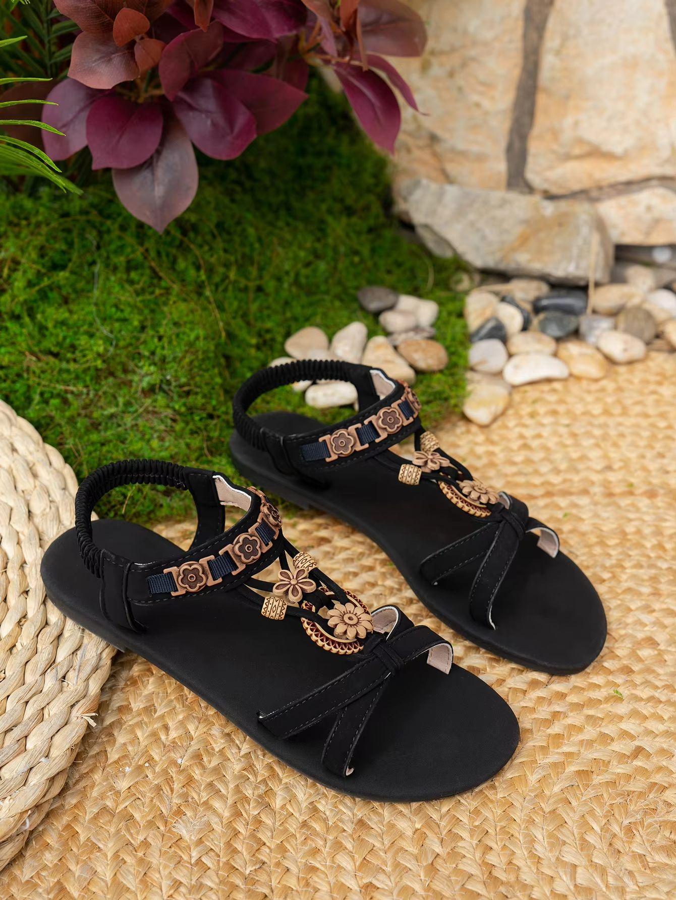 Boho Bliss RoundToe Flat Sandals  Casual Summer Bohemian Sandals 4