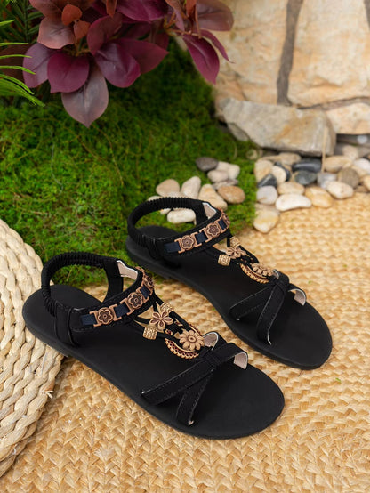 Boho Bliss RoundToe Flat Sandals  Casual Summer Bohemian Sandals 4