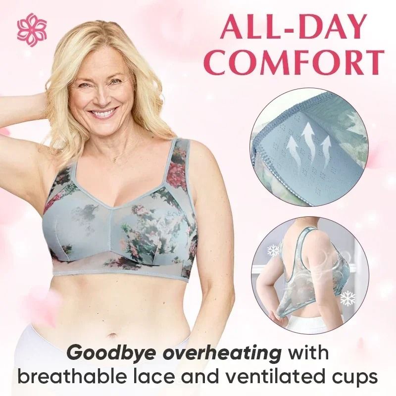 Ice Silk Lace Cooling Comfort Bra Seamless Push Up Bralette 1
