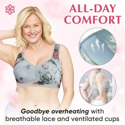 Ice Silk Lace Cooling Comfort Bra Seamless Push Up Bralette 1