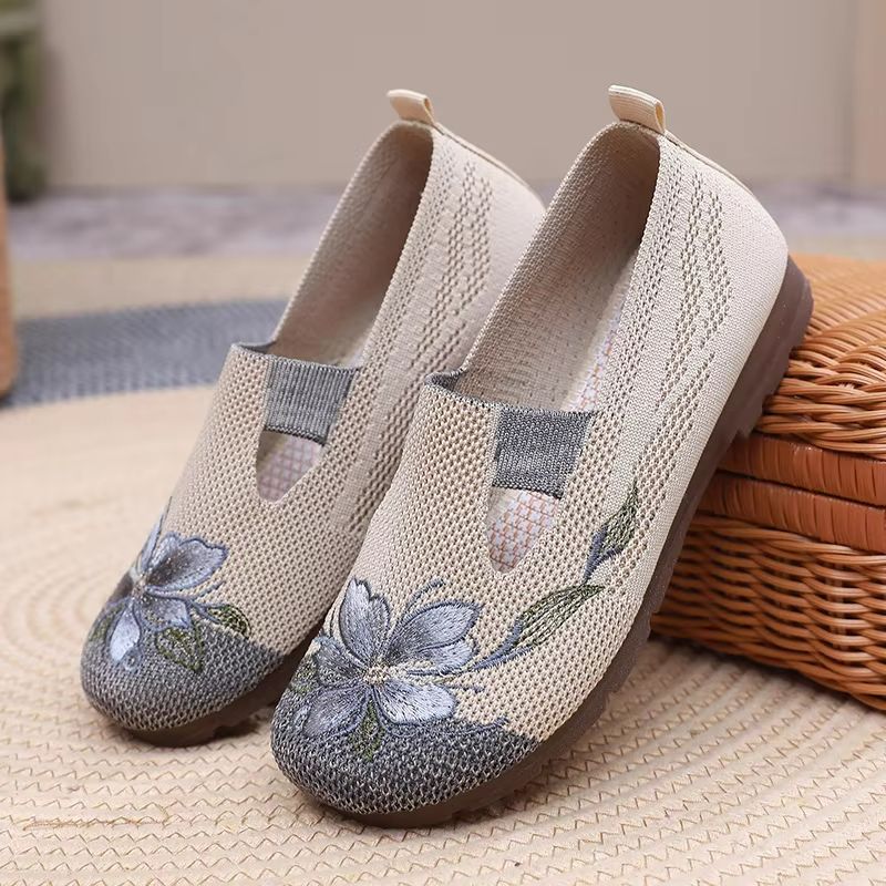 BreezeStep Embroidered Mesh Flats  Breathable Summer AntiSlip Walking Shoes For Women 3