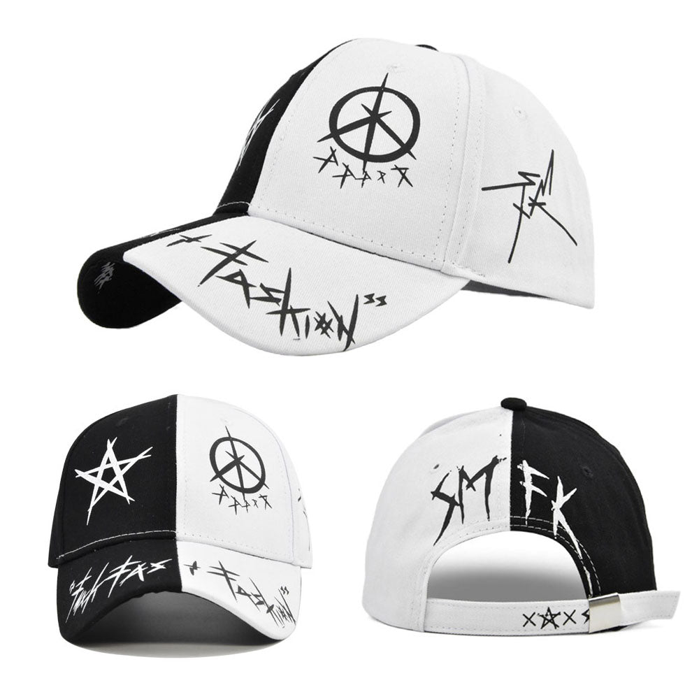 Letter Baseball Cap Graffiti Sun Hip Hop Cap, Patchwork Snapback Visor Hat for Men Women, Fashion Cotton Adjustable